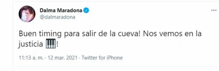 Irónica reacción de Dalma Maradona tras el explosivo descargo de Matías Morla: "¡Buen timing para salir de la cueva!"