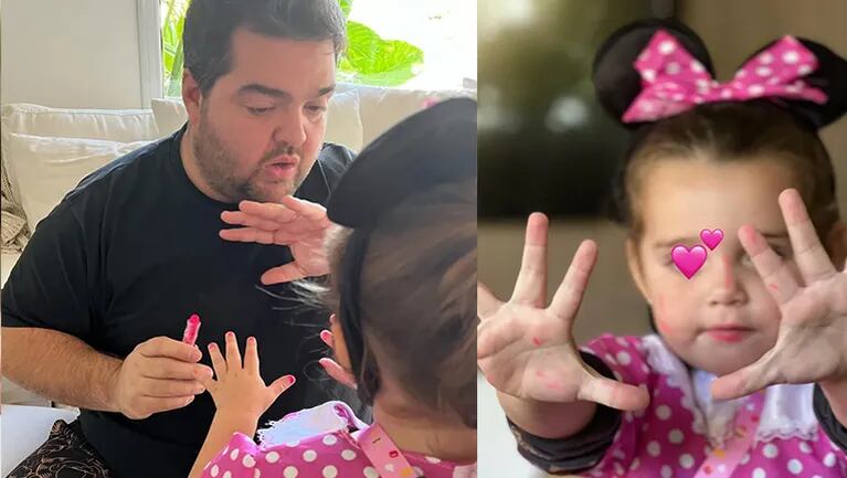 Darío Barassi compartió las fotos más lindas pintándole las uñas a su hija.
