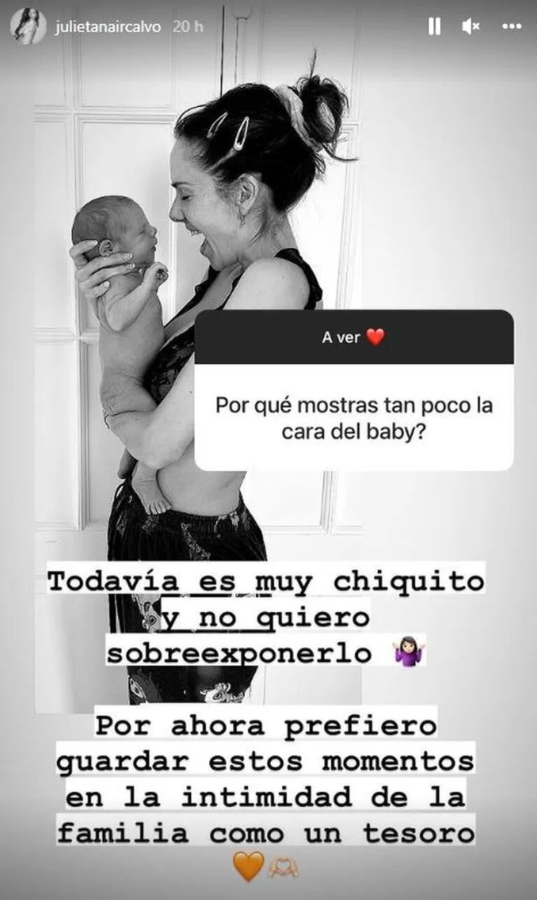 Julieta Nair Calvo reveló por qué no muestra la carita de su bebé recién nacido en las redes: "No quiero sobreexponerlo" 