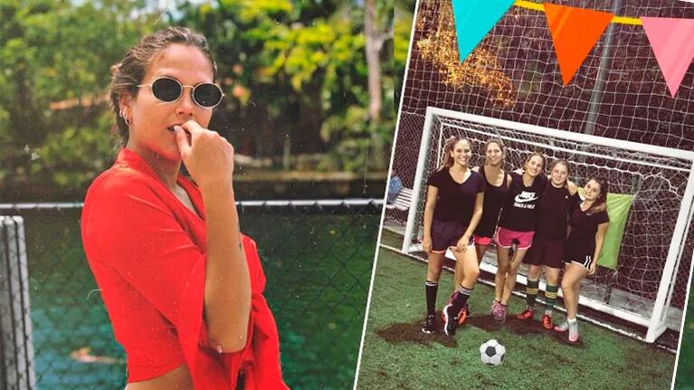 Barbie Vélez juega al fútbol cinco con amigas