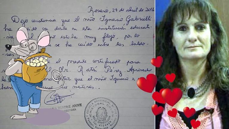 Una mestra le escribió un "certificado" al Ratón Pérez porque un alumno perdió un diente en la escuela