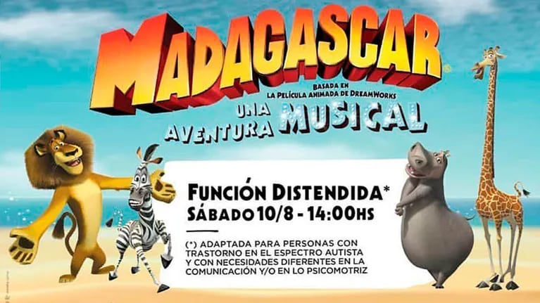 Función distendida para niños con distintas capacidades de Madagascar, una aventura musical