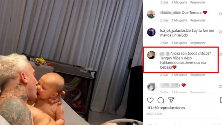 El Polaco recibió una catarata de críticas por un video dándole besos en la boca a su beba: "¡Eso está mal!"