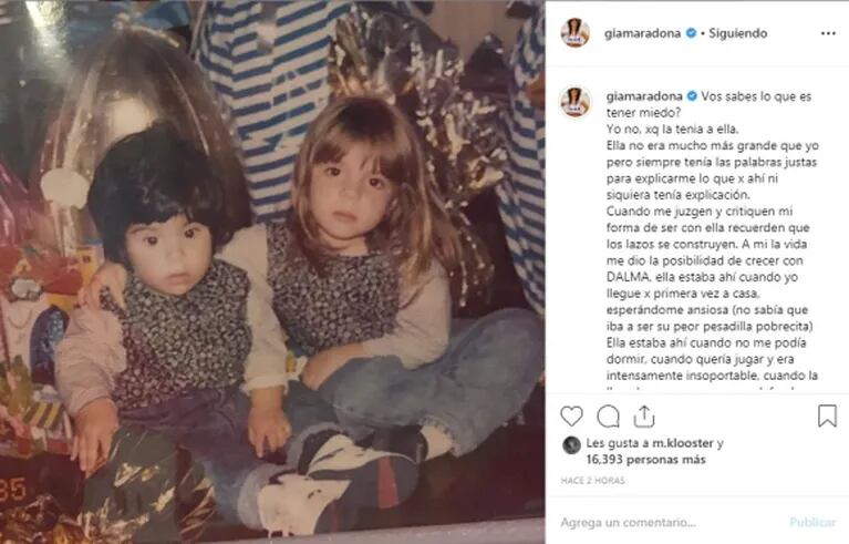El profundo mensaje de Gianinna Maradona dedicado a Dalma: "Compartimos a la mejor mamá y al papá más juzgado del planeta"