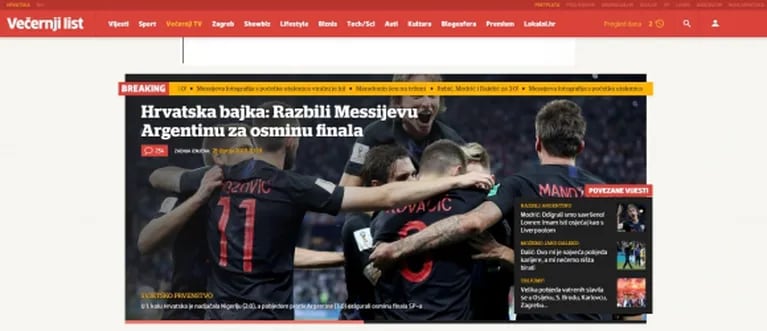 Los irónicos titulares de los diarios de Croacia tras ganarle a Argentina por 3 a 0: "¡Adiós, Leo Messi!"