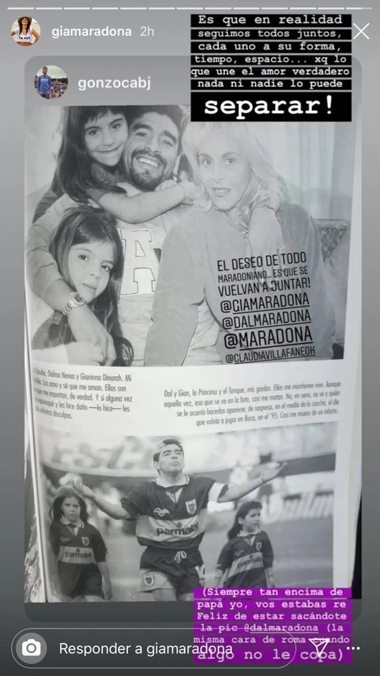 La aclaración de Gianinna Maradona sobre las peleas de su familia: "En realidad, seguimos todos juntos"