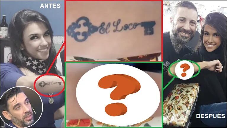 Cynthia Aller se tapó el tatuaje que se hizo con Lucas Tissera dos años atrás (Fotos: Twitter, Instagram y Captura de Instagram Stories)