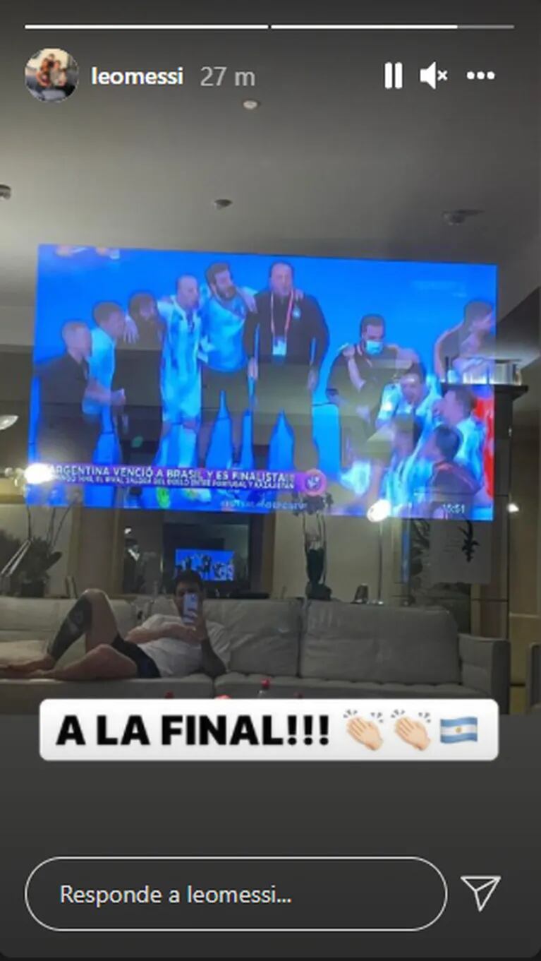 Lionel Messi mostró cómo alentó a la Argentina contra Brasil en la semifinal de Futsal desde la intimidad de su casa: "¡A la final!"