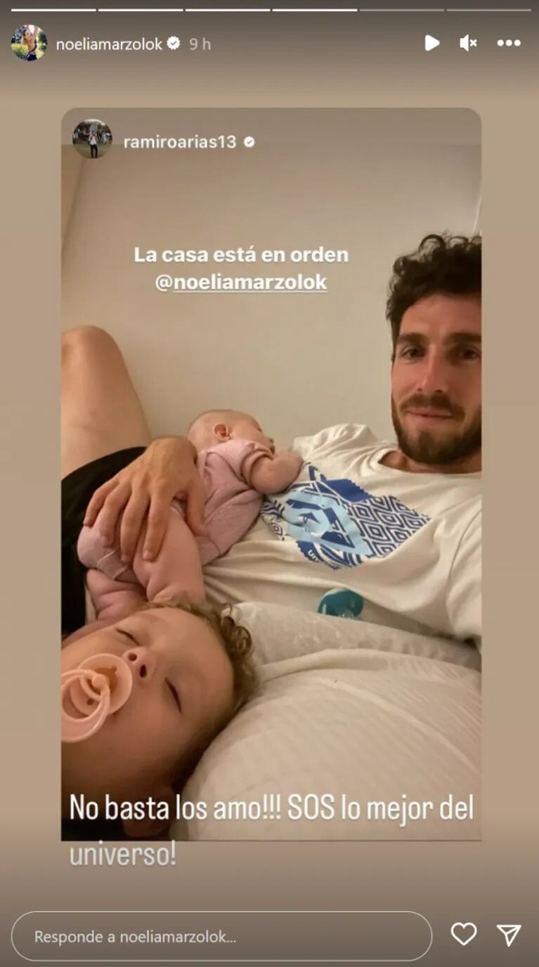Noelia Marzol enterneció a sus fans con la foto más dulce de su marido haciendo "fiaca" con sus hijos