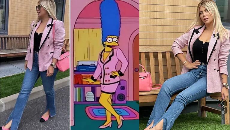 Wanda Nara reaccionó ante un desopilante "meme" en el que se reían de su look y la comparaban con Marge Simpson.