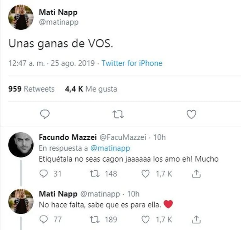Tremenda declaración pública de amor de Mati Napp para Flor Vigna: "Unas ganas de VOS"
