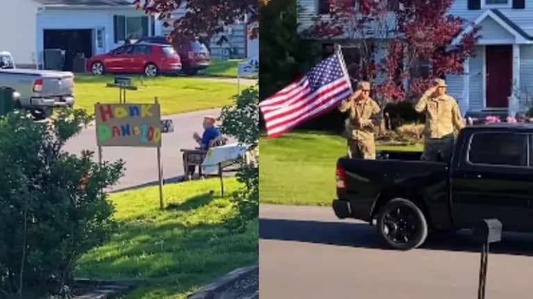 Varios vecinos se organizan para sorprender a un veterano de guerra con un desfile por su 100 cumpleaños