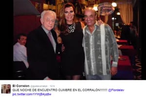 Reconciliación entre Gerardo Sofovich y Flor de la Ve (Foto: Twitter @guillecorralon)