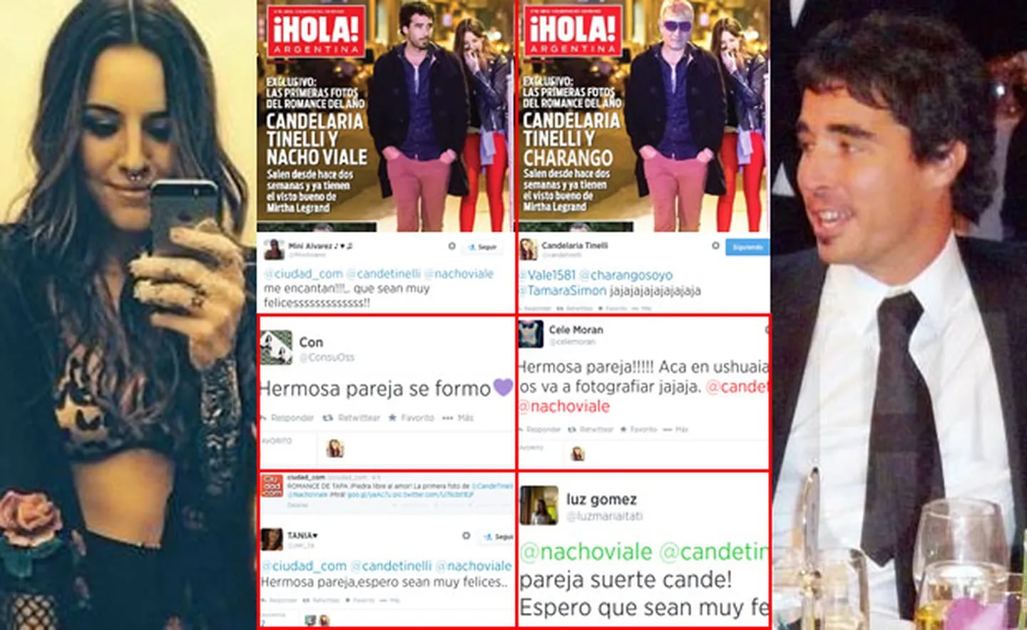 Los guiños tuiteros de Candelaria Tinelli y Nacho Viale (Fotos: Hola, Twitter y archivo Web)