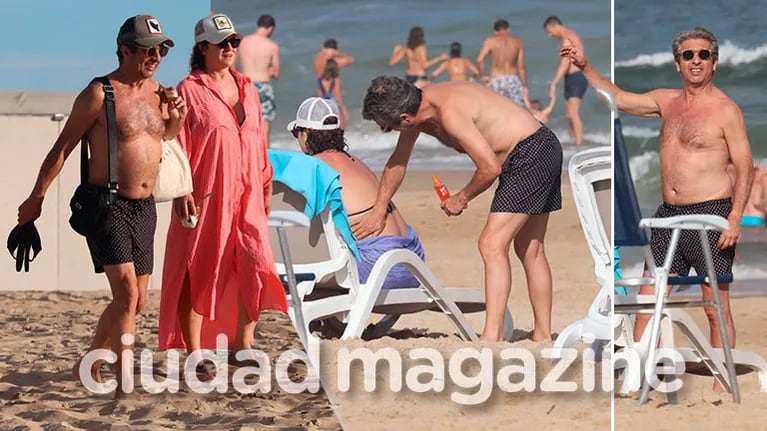 ¡Marido tiempo completo! Ricardo Darín, pasándole bronceador a su mujer, Florencia Bas, en las playas de Punta. (Foto: GMPress)