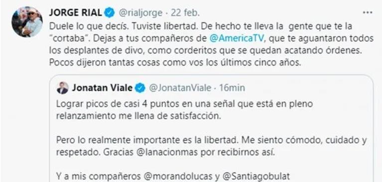 Jonatan Viale reveló detalles de la charla privada que tuvo con Jorge Rial tras sus peleas: "Vamos a ir a tomar un café"