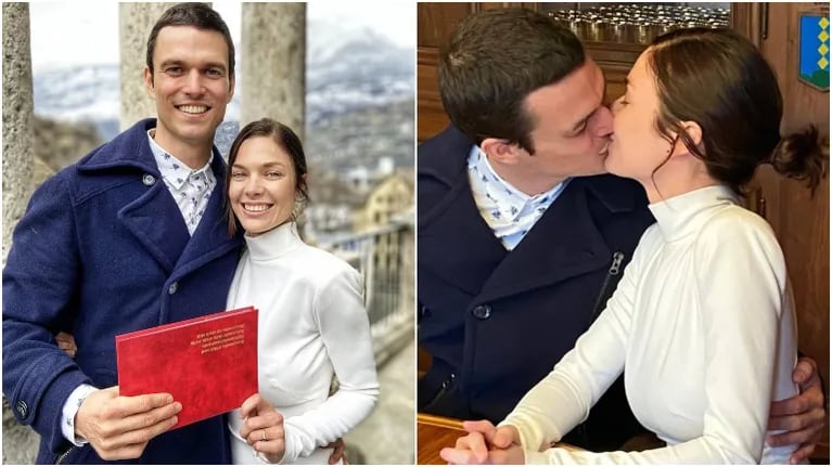 Laura Laprida se casó con Eugenio Levis en Suiza tras tres años de amor (Fotos: Instagram e Instagram Stories)