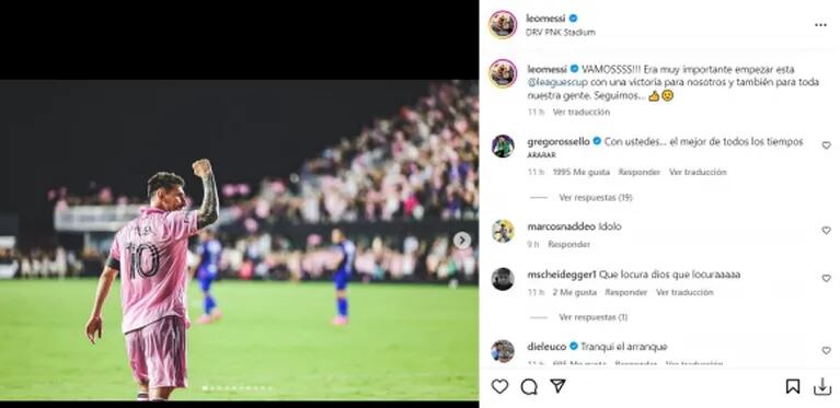 Leo Messi corrió para festejar con Antonela Roccuzzo y sus hijos su primer gol en el Inter Miami: el video 