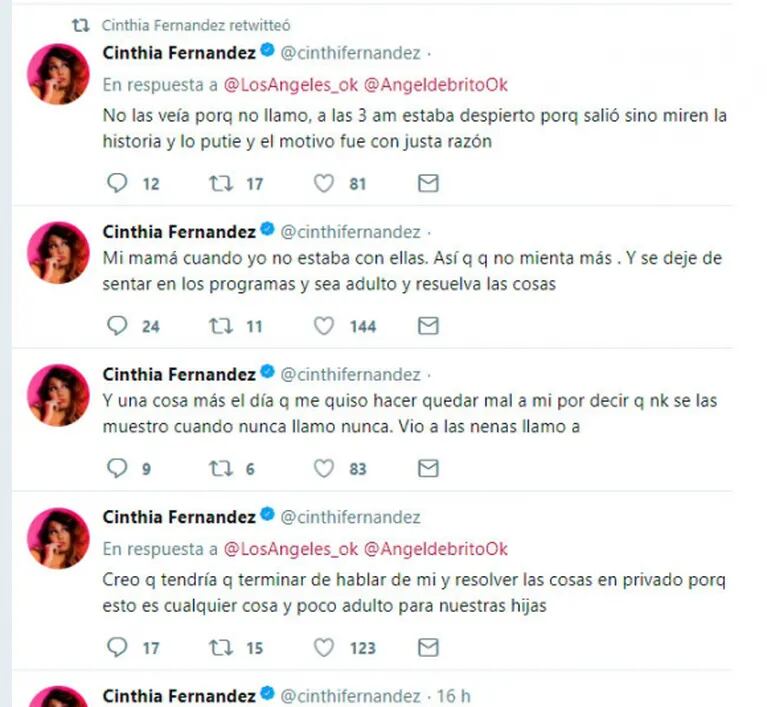 Cinthia Fernández, furiosa tras los dichos de Defederico: "¡Que sea adulto y resuelva las cosas!; lo puteé por una justa razón" 