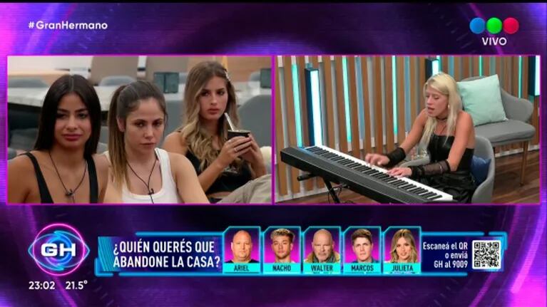 Sorpresivo: Marcos se comió a Camila con la mirada mientras tocaba el teclado en Gran Hermano 2022