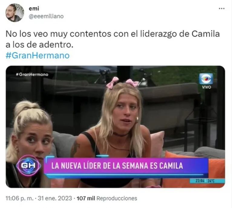 Gran Hermano: Camila es la líder de la semana y los memes apuntaron a Marcos