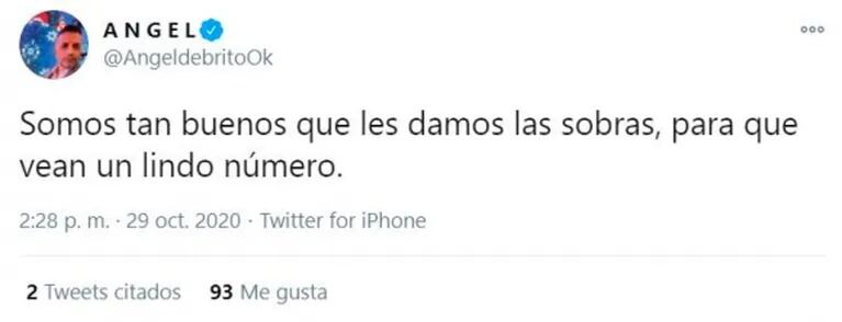 Picante tweet de Ángel de Brito tras la nota de Pato Arellano en Intrusos: "Somos tan buenos que les damos las sobras"