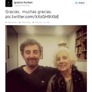 Estela de Carlotto con su nieto Ignacio Hurban (Foto: Twitter)