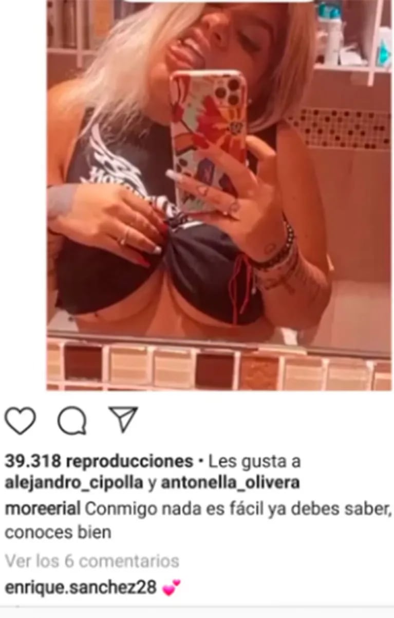 El posteo súper sexy de Morena Rial... ¡y la reacción de su ex, Enrique Sánchez!