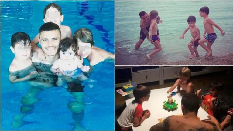 Mauro Icardi se divierte con los hijos de Wanda Nara y Maxi López. Foto: Twitter/ Instagram