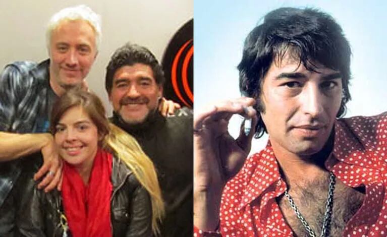 Maradona visitó a Andy Kusnetzoff e imitó a Sandro (Fotos: Perros de la Calle y Web). 