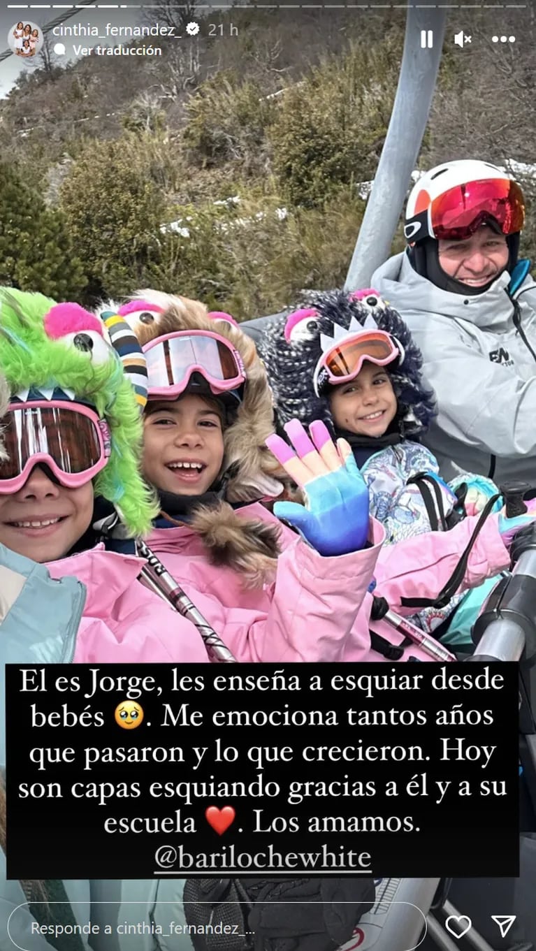 Cinthia Fernández viajó con sus hijas a Bariloche: las increíbles fotos en la nieve