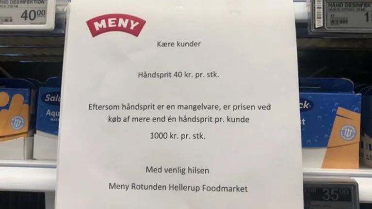 Contra el desabastecimiento: en Dinamarca si te llevas más de un alcohol en gel te sale más caro la unidad