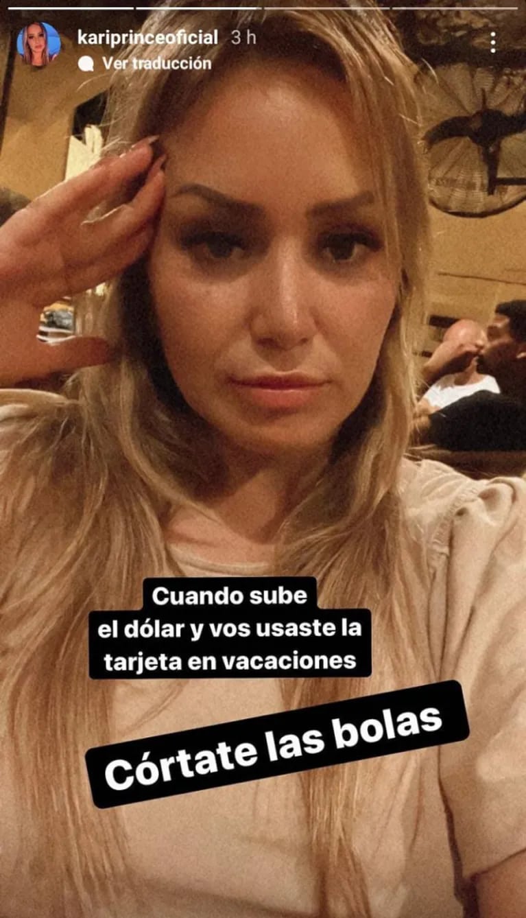 La reacción de Karina La Princesita al enterarse de la suba del dólar durante sus vacaciones en el exterior