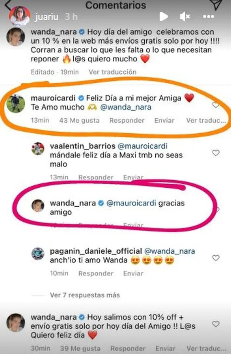 Mauro Icardi saludó a Wanda Nara por el Día del Amigo: ¿con palito para Maxi López?