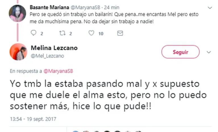 Melina Lezcano pidió cambio de bailarín y se defendió de las críticas: "¡Si tomé esta decisión es porque la estaba pasando muy mal!"