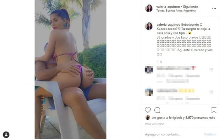Valeria Aquino, la ex del Polaco, presentó a su nuevo novio con fotos súper hot: "33 grados y dos escorpianos"