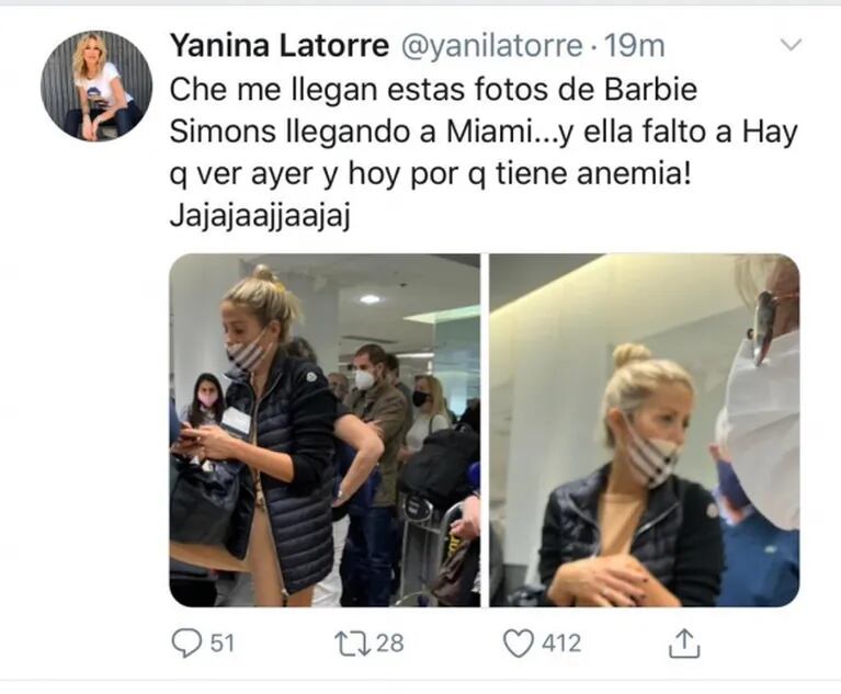 Desde Miami, Barbie Simons estalló contra Yanina Latorre: "Lo que hizo es una guachada, una hijaputez"