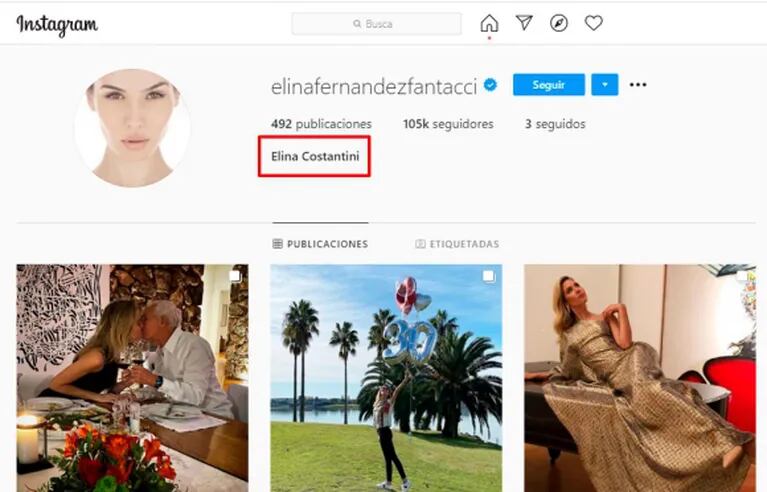 A tres meses de la boda, Elina Fernández hizo un sugestivo cambio en Instagram: se apellidó únicamente Costantini