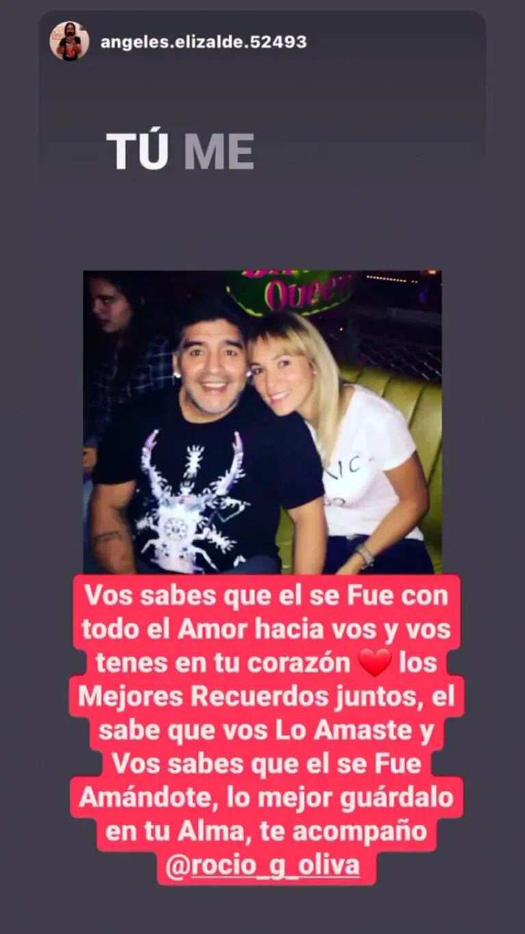 Fuertes posteos de Rocío Oliva luego de que le prohibieran entrar al velorio de Diego Maradona: "Contra los sentimientos nadie puede"
