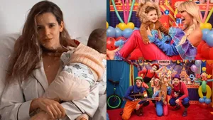 Violeta Urtizberea, divertida por el festejo de "cumplemes" que le armó Vicky Xipolitakis a su hijo