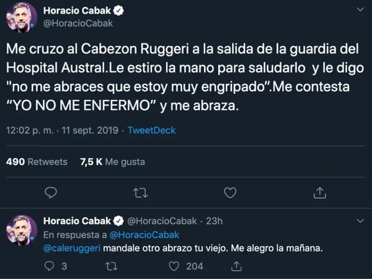 Horacio Cabak y un divertido encuentro con Oscar Ruggeri en la guardia de un hospital: "Me alegró la mañana"