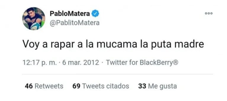 Se viralizaron escandalosos tweets del capitán de Los Pumas: "Linda mañana para salir en coche a pisar negros"