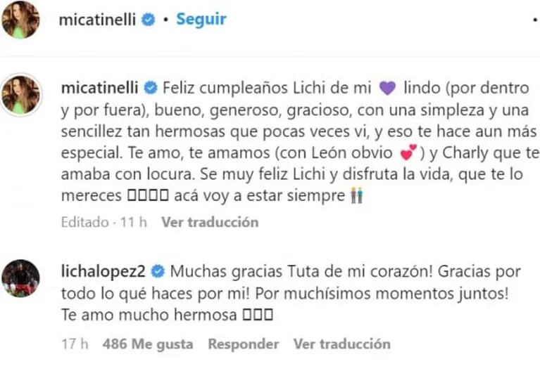 Mica Tinelli le dedicó a Licha López un dulce mensaje por su cumpleaños: "Lindo por dentro y por fuera"