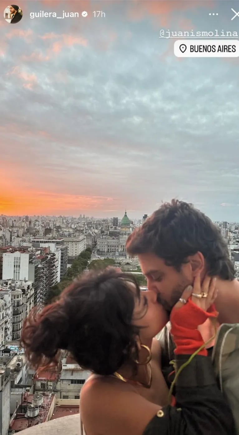 Juan Guilera compartió la primera foto a los besos con Juanita Molina, su nueva novia colombiana