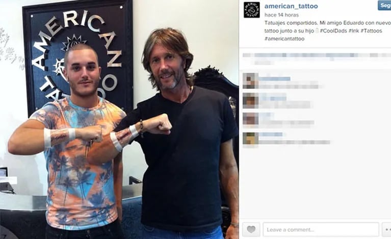 Manuel y Eduardo Celasco luciendo su nuevo y sentido tattoo (Fotos: Instagram). 