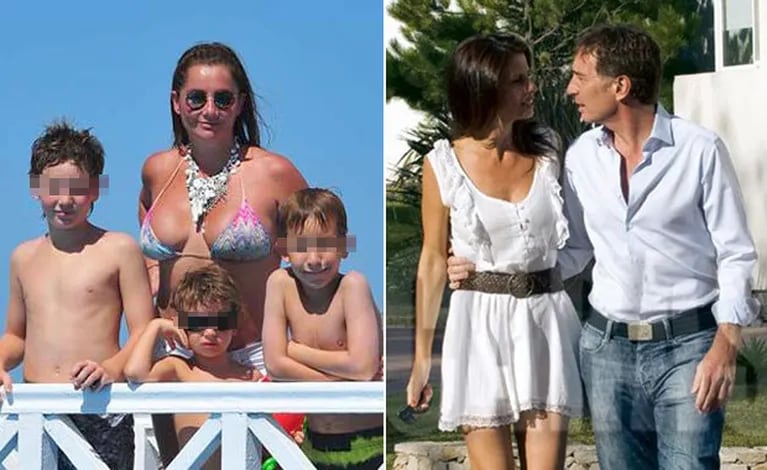 Izq: Nancy Pazos con sus tres hijos. Der: Diego Santilli, con su nueva novia, Analía Maiorana. (Fotos: Facebook y revista Caras)