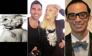 Izq: Lady Gaga, por Sebastián Faena. Centro: Rodrigo Otazu con Gaga. Der: Víctor de Souza, otro elegido por la Diva.