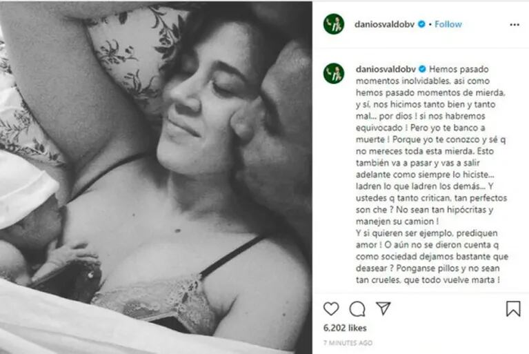 Daniel Osvaldo salió en defensa de Jimena Barón con un fuerte mensaje y una foto íntima: "Te banco a muerte"