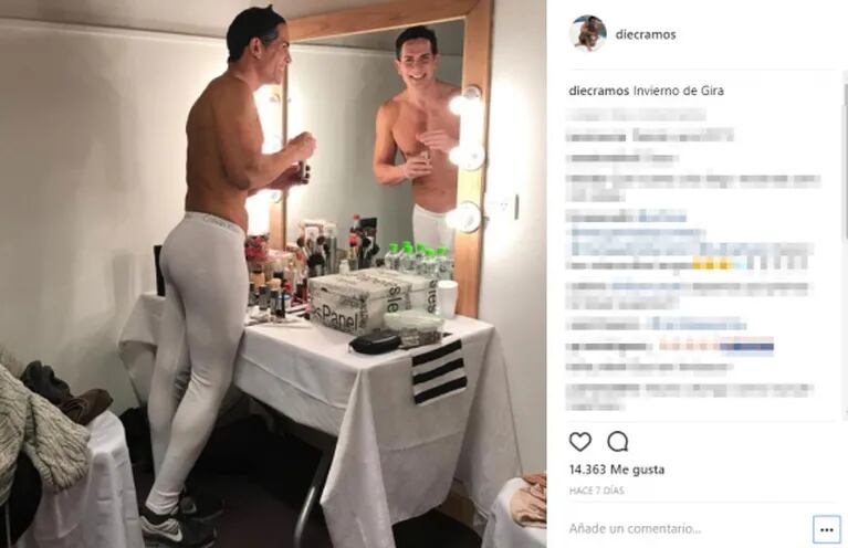 Diego Ramos, un galán friolento: la foto íntima en el camarín luciendo su lomazo… ¡y sus calzoncillos largos! 