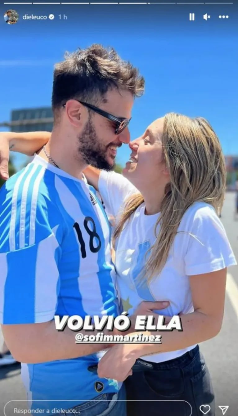 Diego Leuco y Sofía Martínez se reencontraron: la romántica postal en la caravana de campeones 